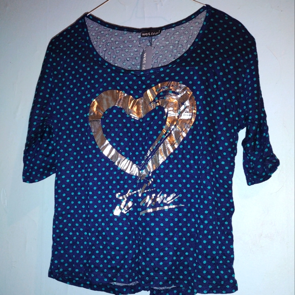 Polka dot Silver Heart Tee Shirt